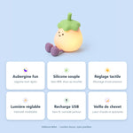 Veilleuse Aubergine en Silicone - Vignette | Veilleuse Bébé