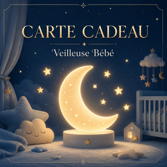 Carte cadeau Veilleuse Bébé — veilleuse lune illustrée