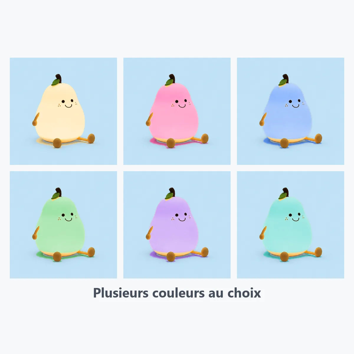 Veilleuse poire en silicone RGB, plusieurs couleurs au choix