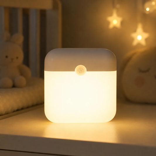 Veilleuse capteur de mouvement allumee lueur chaude, chambre bebe cosy