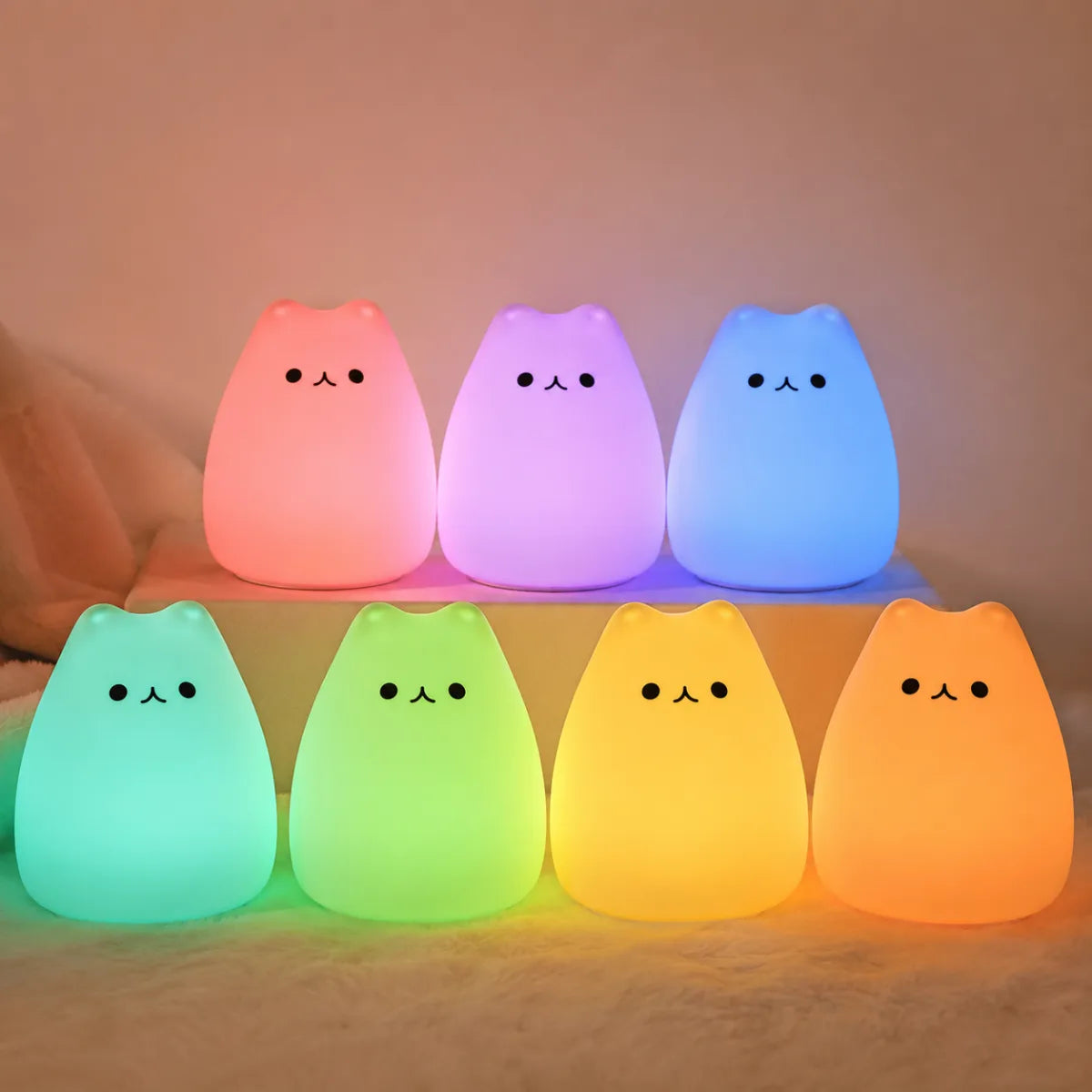 Veilleuse chat en silicone dans ses 7 couleurs disponibles