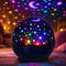 Veilleuse projecteur d'etoiles allumee dans une chambre de bebe cosy