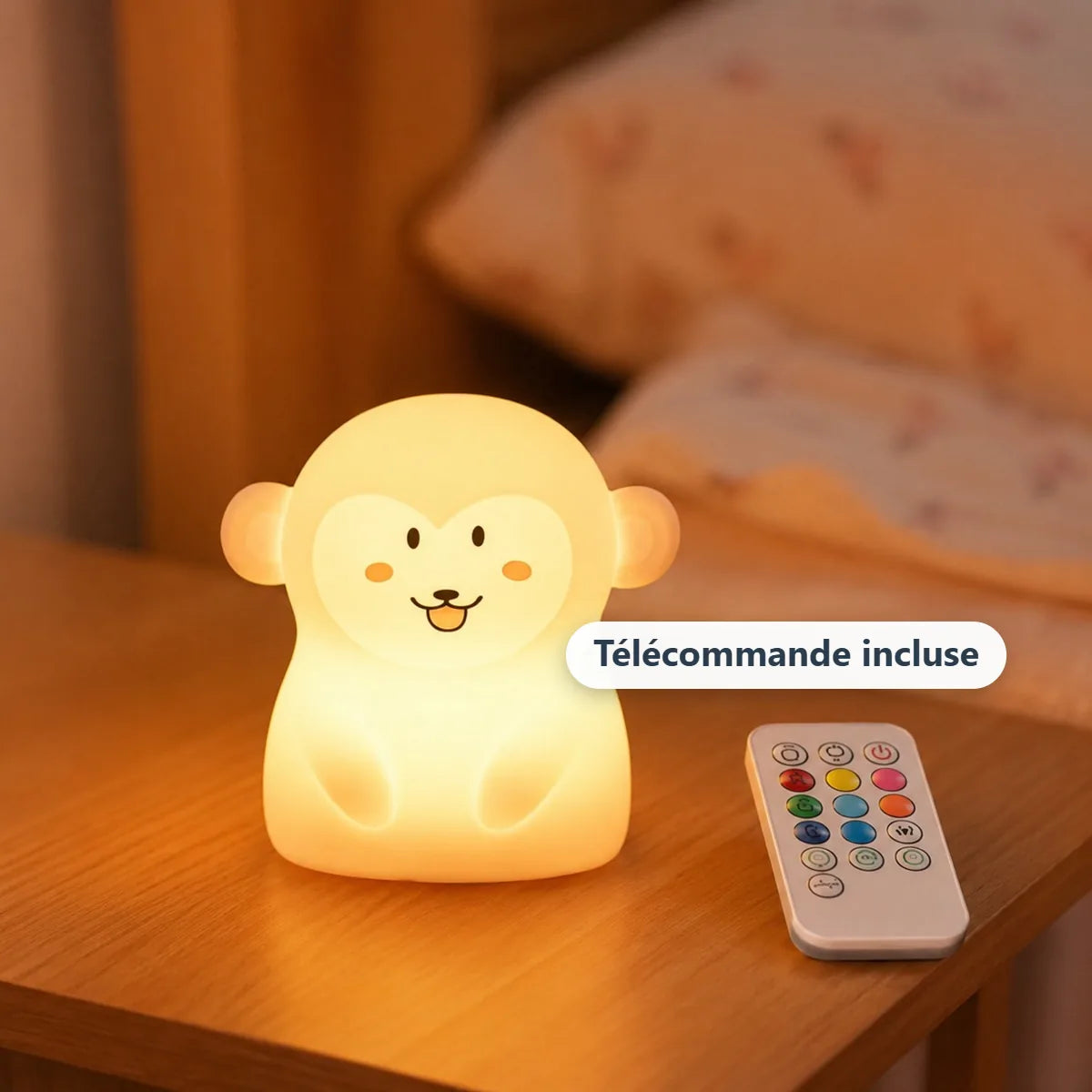 Veilleuse singe avec sa telecommande RGB incluse